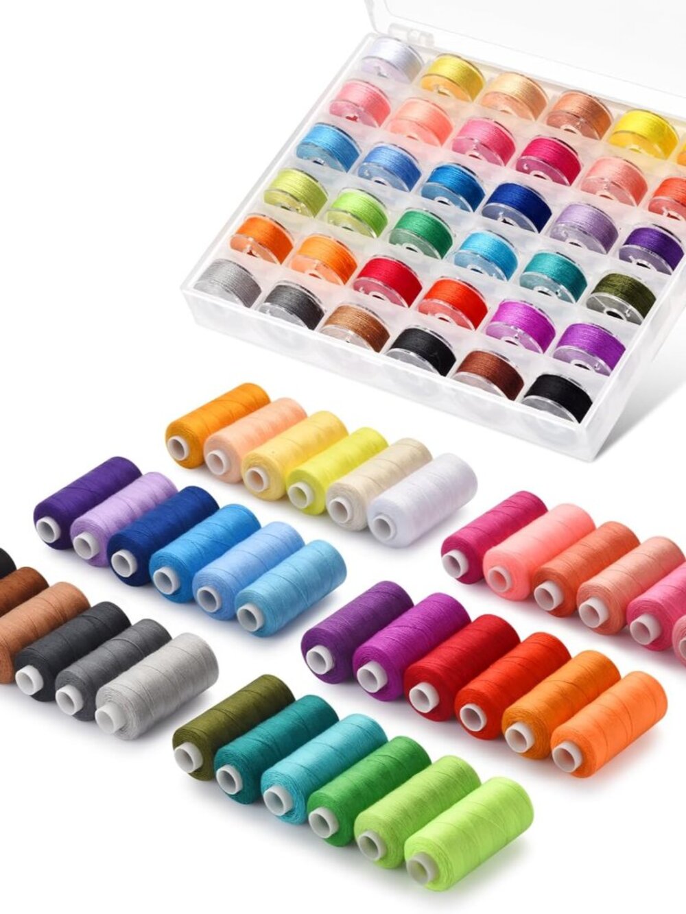 72pcs Sewing Thread Kit, 36 Colors Embroidery Thread, Prewound Bobbins, Sewing M